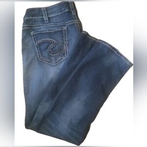 Silver Jeans Women's Bootcut Dark Blue Denim with Embroidered Back Pocket